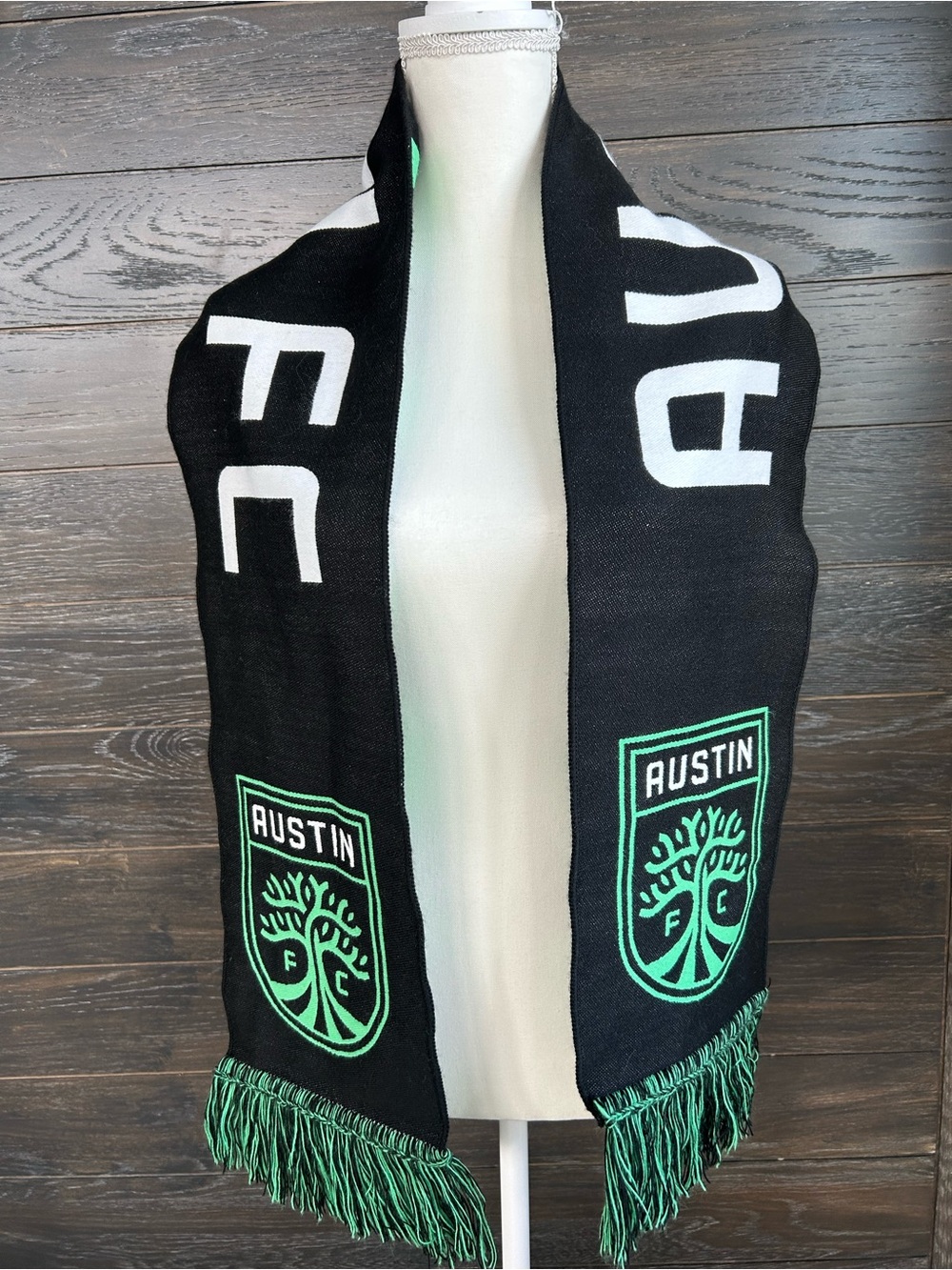 Austin FC Black Green Jacquard Fring Scarf